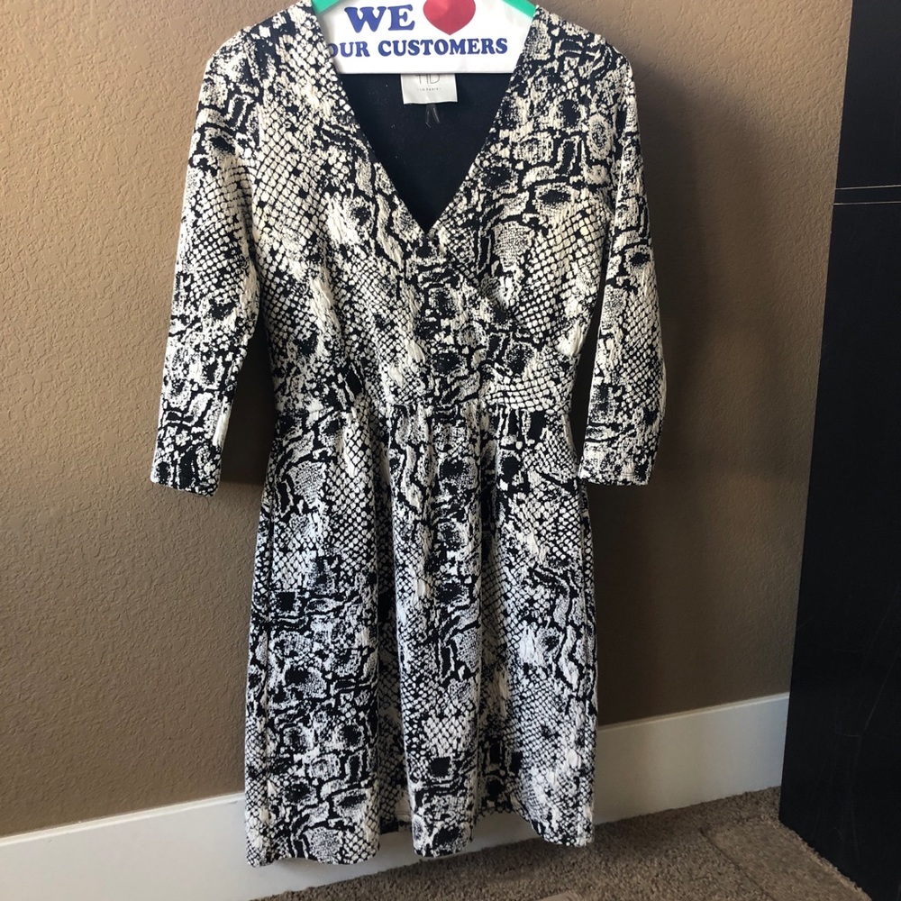 Anthropology Black & Whit Faux Wrap Dress